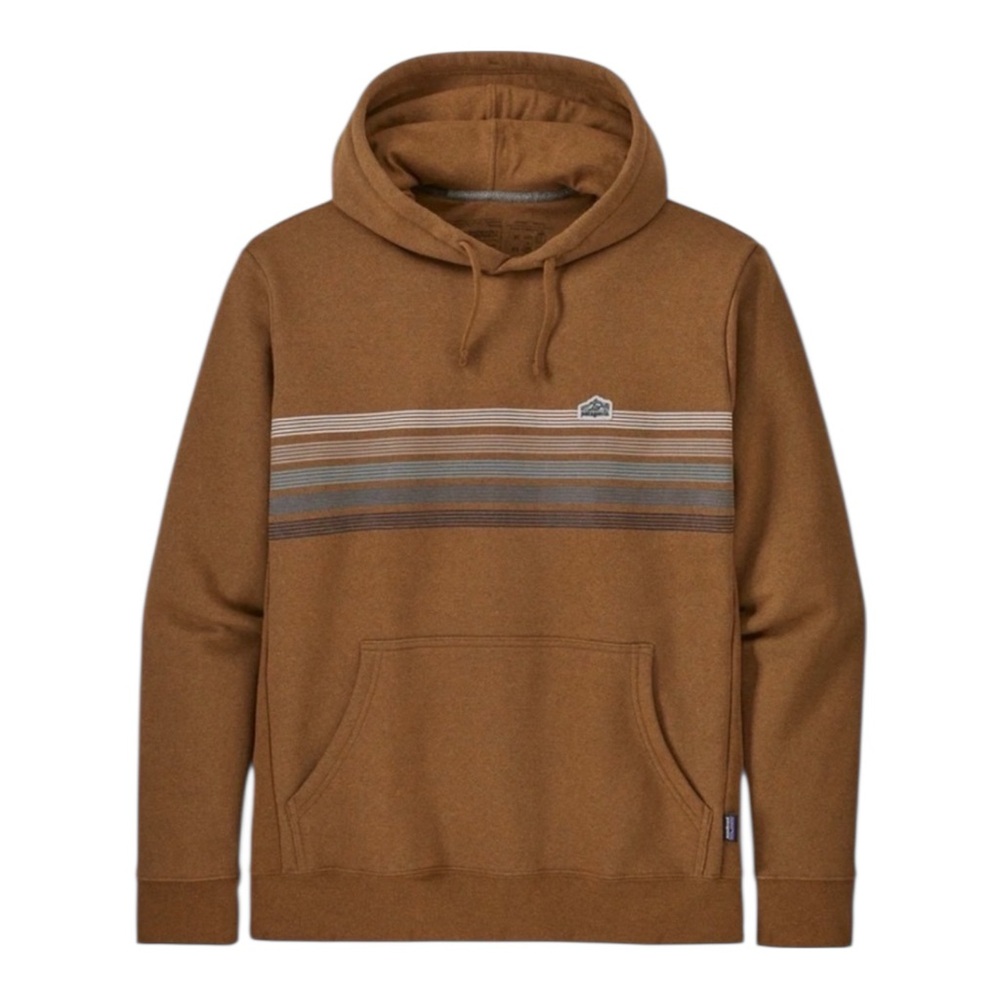 Patagonia Line Logo Ridge Stripe Uprisal Hoodie in Brown | LARGE